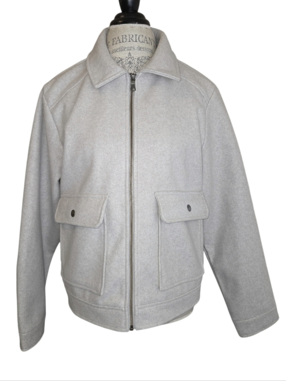 Banana Republic Zip Front Wool Look Bomber Jacket Oatmeal Fully Lined Size L